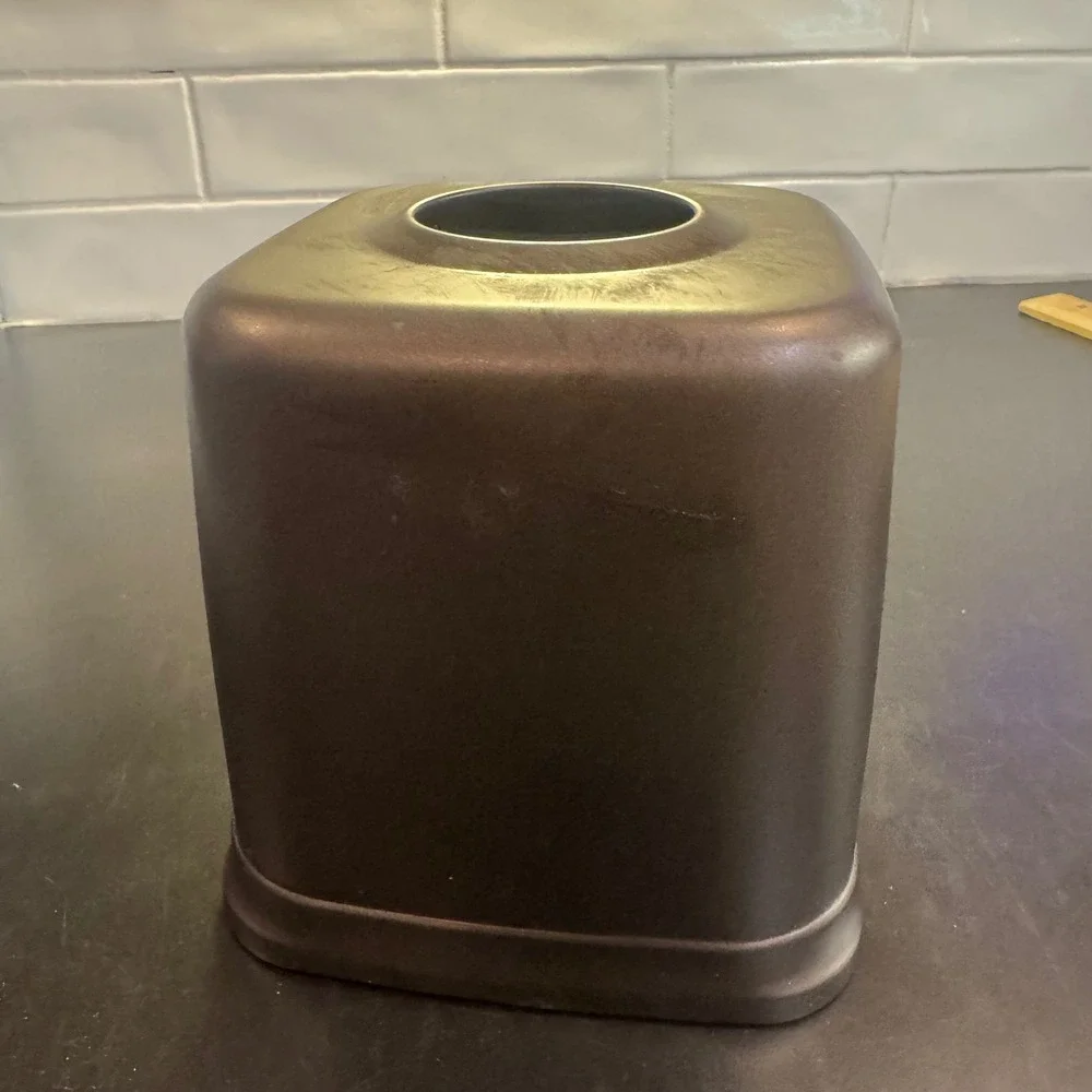 Metal Tissue Box Cover Home Bronze Square Industrial Minimalist Bathroom Decor